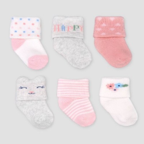 Baby Girls' 6pk Cuff Terry Socks - Just One You® made by carter's Pink