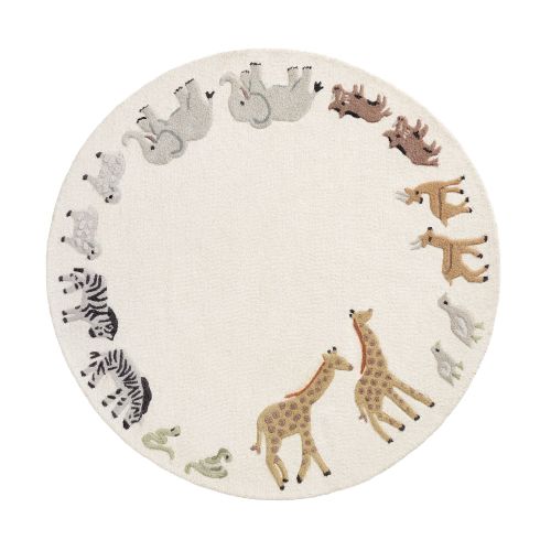 Safari Animals Border 5' Round Rug