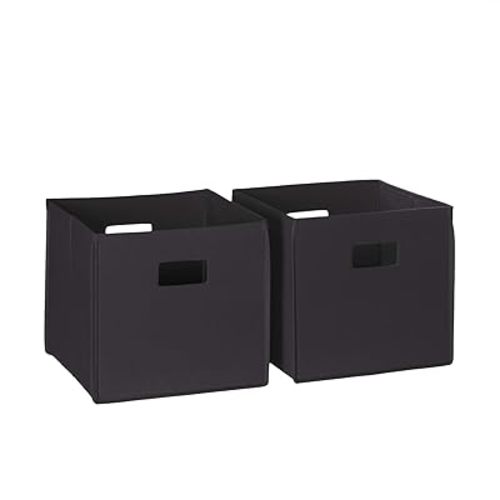 RiverRidge Folding Storage Bins - 2-pack of 10in Tall Black Cubes