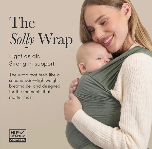 Solly Baby Wrap, Buttery-Soft Baby Carrier Newborn to Toddler 8-25 Lbs., Lightweight & Hands-Free Infant Sling Wrap, Breathable Summer Carrier, Baby Wearing & Postpartum Essential, New Mom Gift, Basil