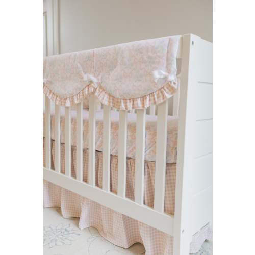 Light Pink Gingham Gathered Crib Skirt