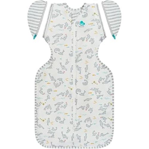 Love to Dream Swaddle Up Transition Swaddle, Patented Zip-Off Wings, Gently Help Baby Transition from Being Swaddled to Arms Free when showing signs of rolling, 1.0 TOG, 13-19 lbs, Grey Seal