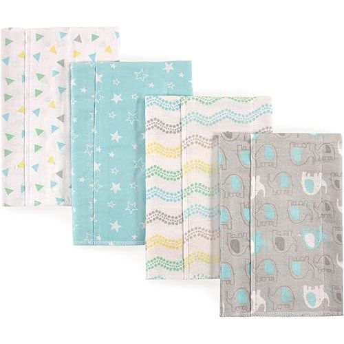 Luvable Friends Unisex Baby Cotton Flannel Burp Cloths, Basic Elephant, One Size