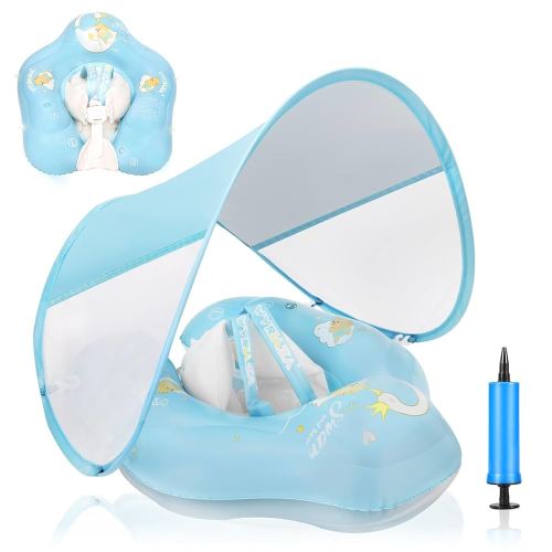 Baby Pool Float with Canopy and Safety Seat,Infant Swim Float & Pool Float & Baby Water Float & Swimming Floats UPF50+ UV Protection for Kids from 3 to 36 Months.(S:3-12 Month/L:6-36 Month)
