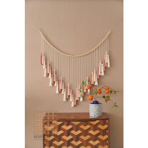 Macrame Tassel Garland, Green Garland, Boho Wall Art, Nursery Wall Decor, Macrame Wall Hanging, Kids bedroom Decor, Gift For Mom H35