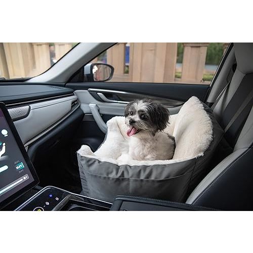 Best Pet Supplies Dog Pet Booster Seat, Dog Car Seats for Small Dogs & Medium Dogs, Soft Plush Cushion with Comfortable Bedding, Secure Straps, and Tall Pillow, Gray