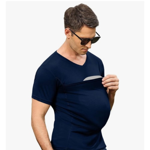 Mens Dad Shirts Baby Carrier Shirt Short Sleeve Skin to Skin New Dad Gifts T-Shirt with Pocket