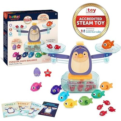 Battat Education – Balance Scale for Kids – Math Toys – Kids Math Games – Counting Toys – 3 Years + – Penguin Math Balance (38 Pcs)