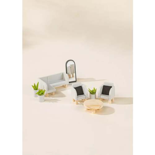 Wooden Doll House Living Room Furniture (10pcs)