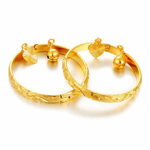 Ethlyn Birthday Gifts for baby 18K Gold plated Mini Size Baby Bangles Bracelet for infants girls boys Stars Bells Heart Jewelry (2pcs/lot)