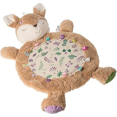 Taggies Tummy Time Baby Toddler Play Mat with Sensory Tags, 31 x 23-Inches, Flora Fawn
