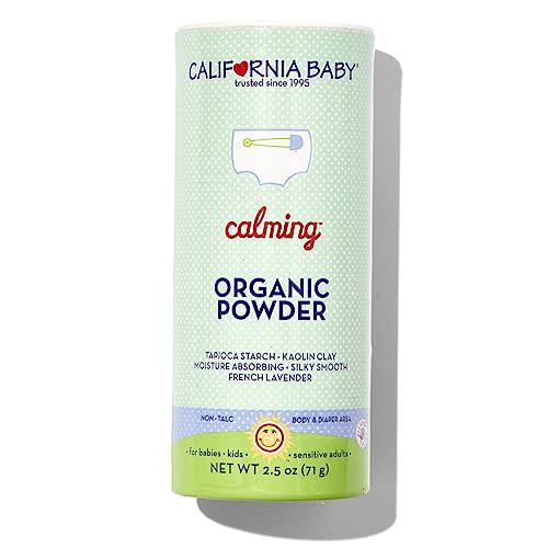 California Baby Powder | Certified Organic Baby Powder Talc-Free | Absorbs Moisture + Anti-Chafing | Lavender Baby Powder Travel Size | 2.5oz / 71g