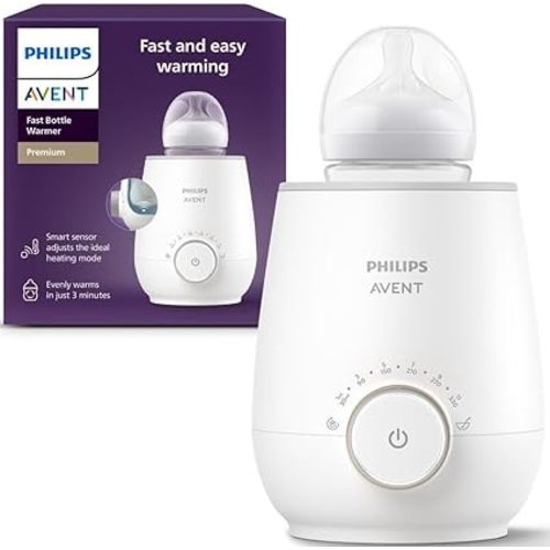 Philips Avent Premium Fast Bottle Warmer, with Smart Temperature Control, Water Bath Technology, Automatic Shut-Off, Model SCF358