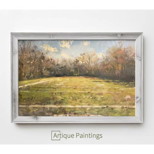 Vintage Football Field Painting 1 | Oil Painting Art | Vintage Art | Digital Art | Sports Painting | Digital Download | Football Painting