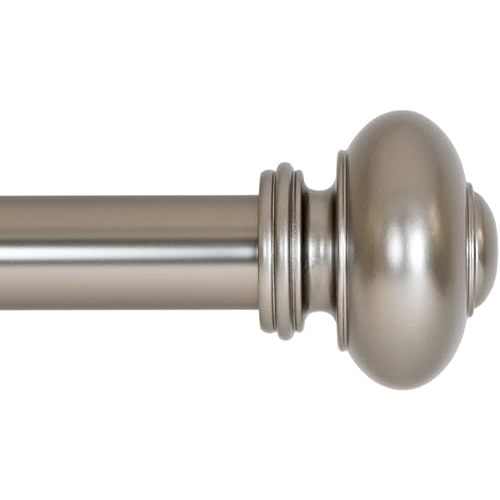 Ivilon Drapery Window Curtain Rod - Knob Design, 1 Inch Rod, 28 to 48 Inch. Satin Nickel