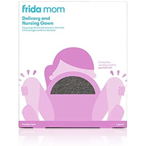 Frida Mom Delivery and Nursing Gown | Easy-Snap, Tagless, Skin-to-Skin Access for Nursing and Full Coverage in The Back