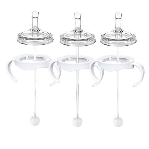 Sippy Cup Conversion Kit for Philips Avent Natural Baby Bottles, Soft Straw top and Weighted Sippy Cup Transition Kit with Handles for Kids, Pack of 3