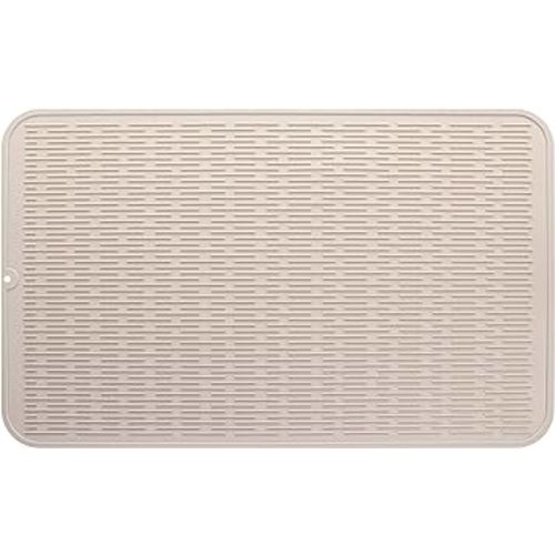 MicoYang Silicone Dish Drying Mat for Multiple Usage,Easy clean,Eco-friendly,Heat-resistant Silicone Mat for Kitchen Counter or Sink,Refrigerator or Drawer Liner Tapioca XXXL 28 inches x 18 inches