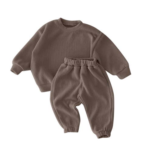 Baby Outfits Casual Lightweight Solid Color Long Sleeve Crew Neck Sweatshirt Jogger Pants Loungewear Sets Soft 2 Piece Fall Outfits