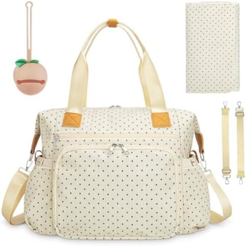 Diaper Bag Tote, Baby Diaper Tote Bags Crossbody Hospital Bag Travel Large Mommy Bag, with Silicone Pacifier Case