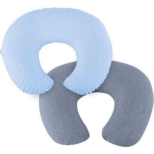 Nursing Pillow for Breastfeeding and Bottle Feeding Pillow, Support for Mom and Baby, with 2 Removable Machine Washable Cover, Ergonomic Breastfeeding Pillow(Light Blue)