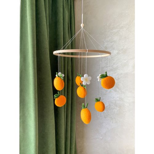 Clementine Baby Mobile, Felt Orange Crib Mobile Nursery Decor