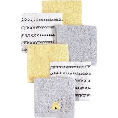 Hudson Baby Unisex Baby Super Soft Cotton Washcloths, Bee, One Size