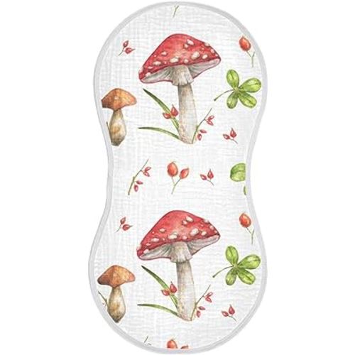 xigua Mushroom Muslin Burp Cloths for Baby Boys and Girls, Ultra Absorbent Unisex Burping Cloths Newborn Towels, 1 Pack