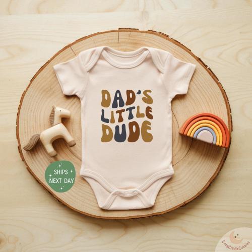 Dad’s Little Dude Baby Onesie®, Retro Baby Bodysuit, Father’s Day, Natural Baby Onesie®, Best Gift For Dad, Newborn Gift, Cute Gift