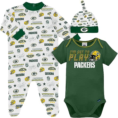 Gerber NFL Baby Boys' 3-Piece Bodysuit, Sleep 'n Play, & Cap Set