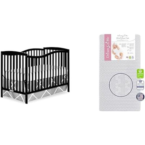 Dream On Me Chelsea 5-in-1 Convertible Crib with Honeycomb Orthopedic Firm Fiber Crib Mattress, Greenguard Gold Certified