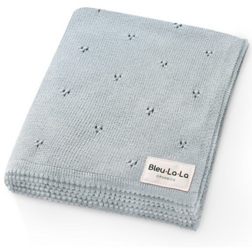 Luxury 100% Organic Cotton Pointelle Baby Receiving Swaddle Blanket for Infants Boys and Girls, Color: Powder blue