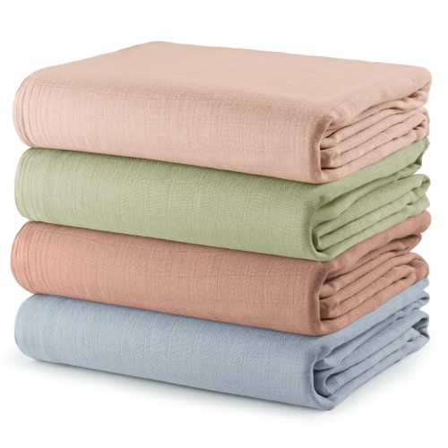 Muslin Swaddle Blankets in Pacific, Cedar, Sage, Blush, 4 Pack