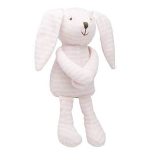 Elegant Baby Bunny Striped Pink/White Toy