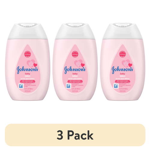 (3 pack) Johnson's Moisturizing Pink Baby Lotion with Coconut Oil, Travel Size, 3.4 fl. oz
