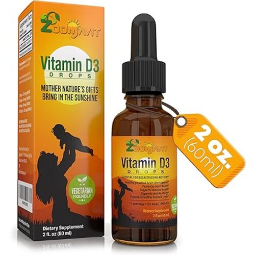 Vitamin D Drops for Infants - Baby Vitamin D Drops 1000 IU 2Fl Oz - Liquid Vitamin D3 Organic with Max Absorption Formula for Newborn, Toddlers, Kids and Adults