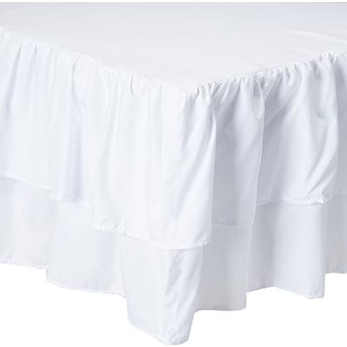 American Baby Company Double Layer Ruffled Crib Skirt, White, for Boys and Girls, 1 Count (Pack of 1)
