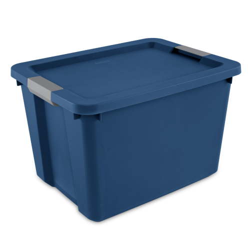 Sterilite Large Storage Bin, 20 Gallon Plastic Storage Container with Latch Lid, Blue