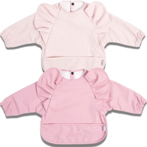 Long Sleeve Bibs For Babies 6-24 Months – Waterproof Baby Smock for Eating – Stain Resistant Shirt Bibs For Babies