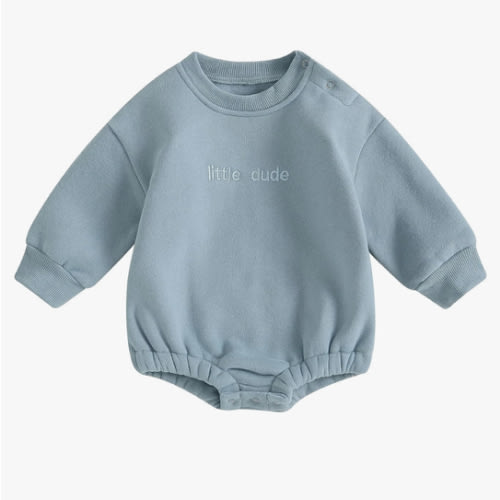 VISGOGO Newborn Infant Baby Boy Girls Oversized Romper Little Dude Sweater Onesie Coming Home Outfit Neutral Clothes