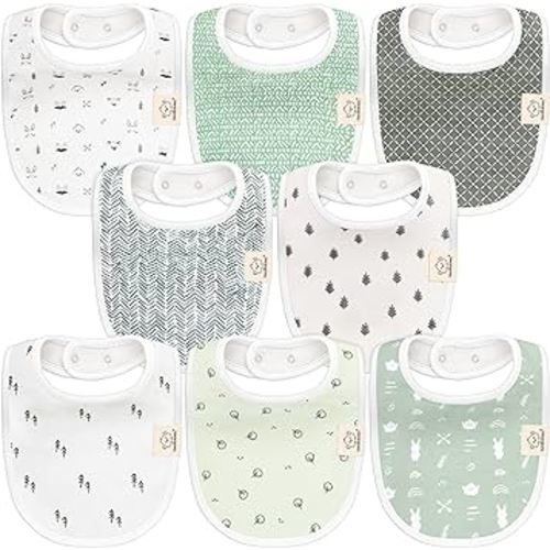 8-Pack Organic Baby Bibs for Boys, Girls - Soft Cotton Drooling and Teething Baby Bibs, Baby Girl Bibs, Baby Boy Bibs, Baby Drool Bibs for Baby Girl, Boy, Newborn Infant Bibs (Nordic)