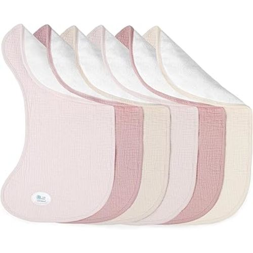 lulumoon Muslin Burp Cloths for Babies: 100% Soft Cotton Large Burping Cloths - Neutral Baby Burp Rags for Boy and Girl - Absorbent Burp Cloth for Spit-Ups 6 Pack