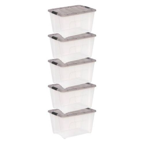 Iris 53.5qt 5pk Stack And Pull Plastic Storage Bin