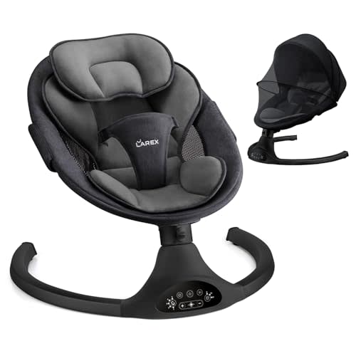 LAREX Baby Swing Infant Swing Electric Toddler Baby Rocker Portable for Newborn Boy Girl, 5 Sway Speeds with Remote Control, 10 Preset Melodies and Bluetooth, 0-6 Months Max 20 Lbs