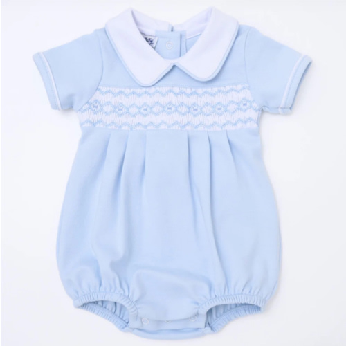 Hudson Smocked Bubble - Light Blue