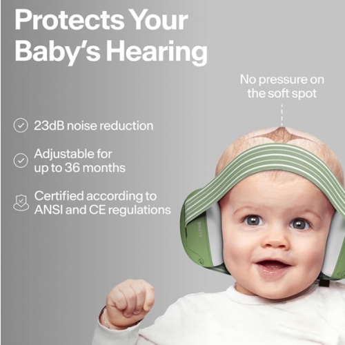 Alpine Muffy Baby Ear Protection for Babies and Toddlers up to 36 Months - CE & ANSI Certified - Noise Reduction Earmuffs - Comfortable Baby Headphones Against Hearing Damage & Improves Sleep - Black