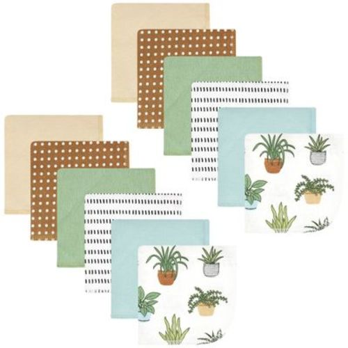 Hudson Baby Flannel Cotton Washcloths, Plants 12 Pack, One Size