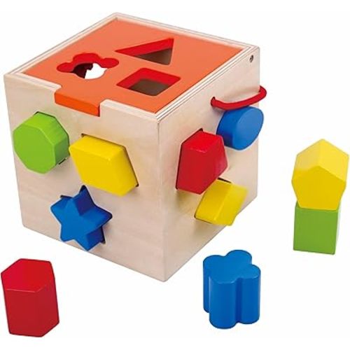 Fat Brain Toys Take-Along Shape Sorter - Wooden Montessori Learning Toy, 12 mos+