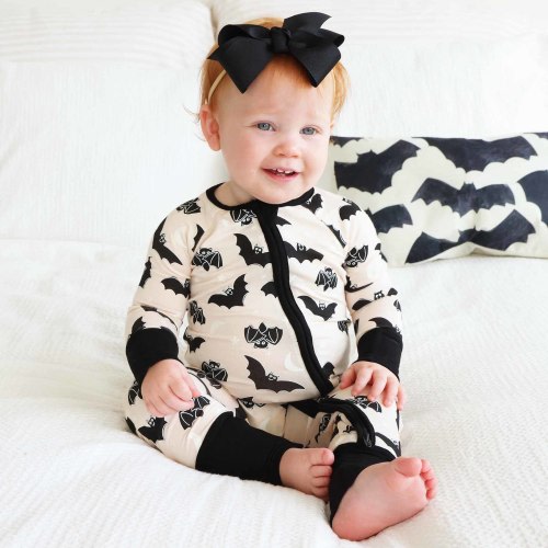 Scaredy Bats Convertible Zip Romper*