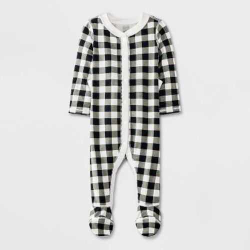 Baby Adaptive Long Sleeve Pajama Romper - Cat & Jack™ Blue/orange 0-3m